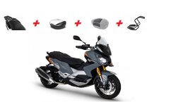 SET XP400 šedý - zadní nosič + kufr + kryt kufru + opěrka + ochranný rám